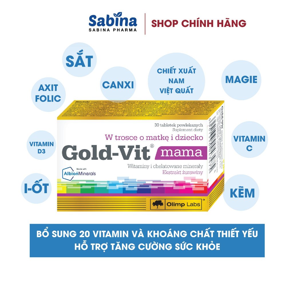 Ảnh Gold-Vit® Mama .Thực phẩm bảo vệ sức khỏe bổ sung Vitamin và khoángchất cho mẹ bầu và mẹ sau sinh. 30 viên/h (Olimp Labs 2