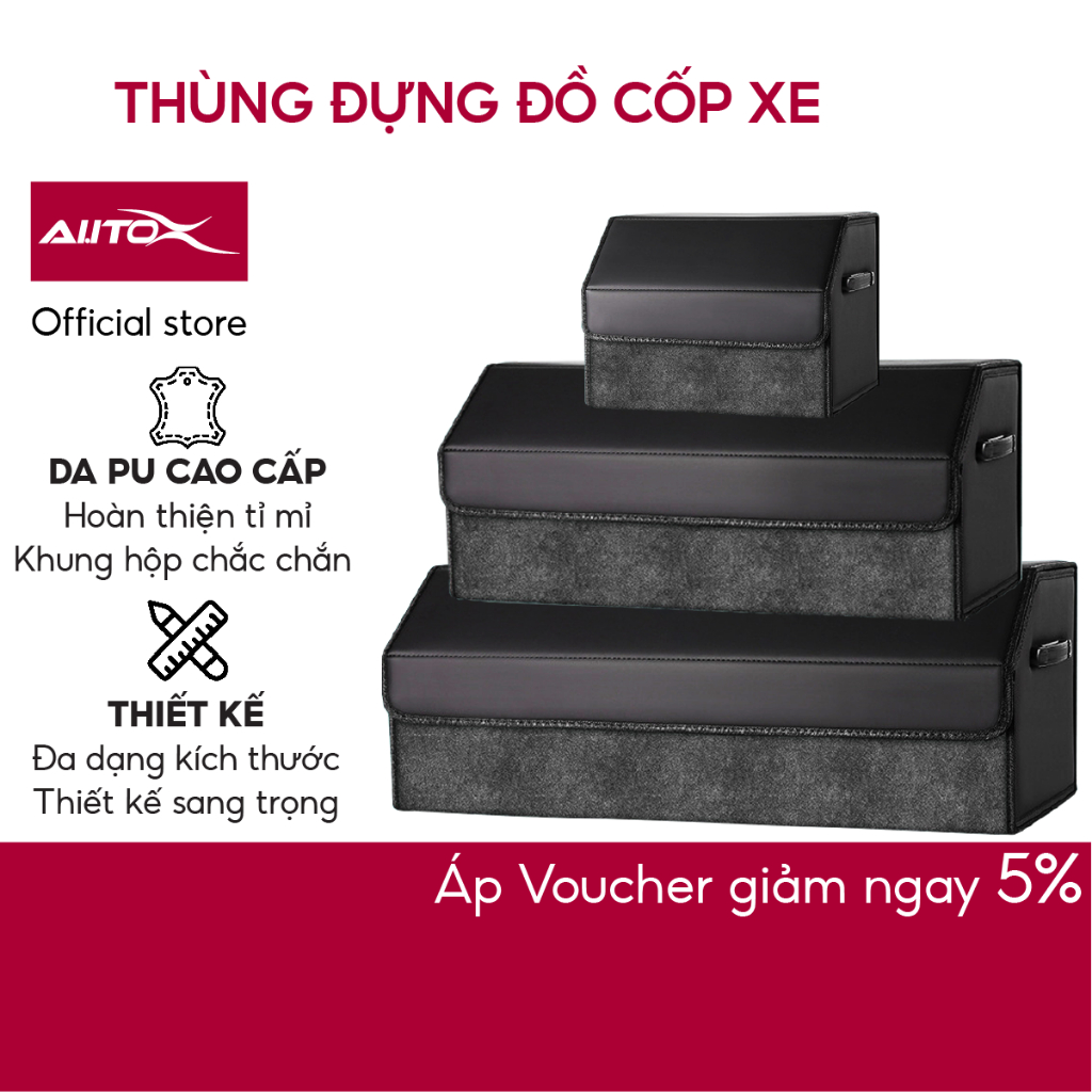 Thùng đựng đồ ô tô AutoX bọc da PU khung gỗ chắc chắn tuỳ chỉnh ngăn chứa phù hợp với mọi loại cốp xe