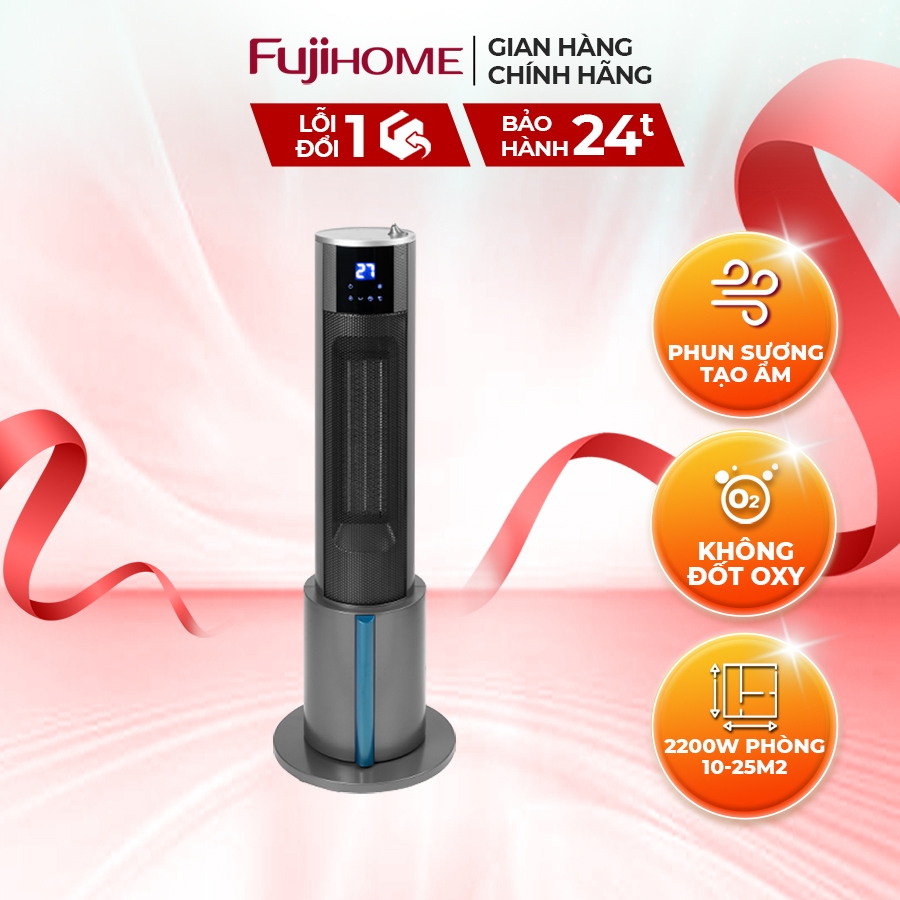 Quạt sưởi gốm tạo ẩm nhập khẩu FUJIHOME FH6000 - Làm ấm nhanh - Không đốt oxy - Bảo hành 2 năm