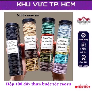 Hộp 100 dây thun, chun buộc tóc, chất liệu cao su, nhiều màu sắc dễ thương