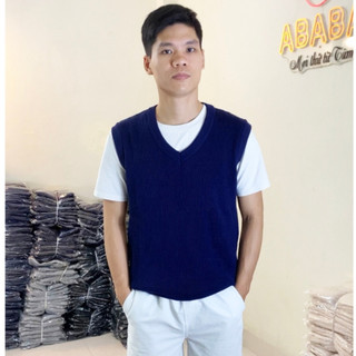 Áo len Gile nam Hàn Quốc Cổ Tim form rộng, áo dile len cao cấp cổ V trơn BASIC ABABA gile-tim