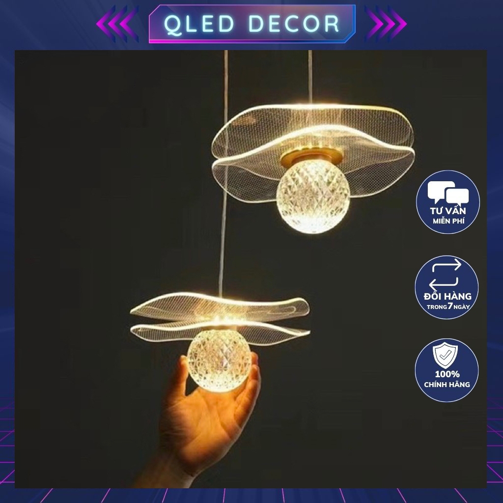 Đèn thả Qled hình Lá Sen với Ngọc dịu dàng mềm mại đèn thả trang trí ánh sáng cao cấp hiện đại