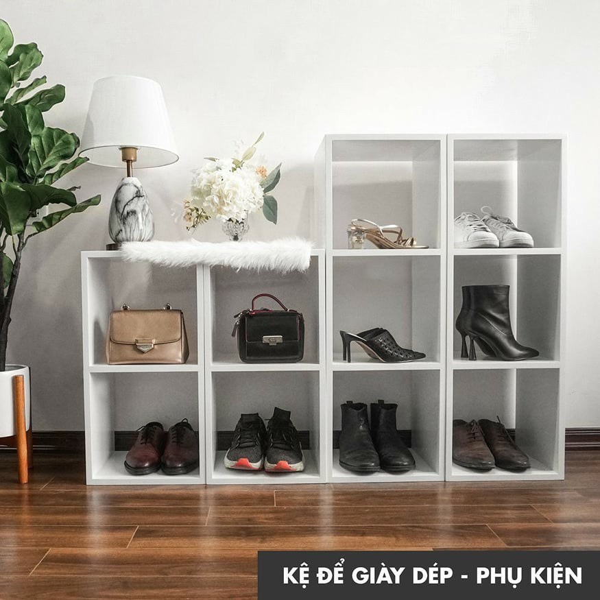 kệ gỗ tổ ong đa năng màu trắng lắp ráp tiện lợi chắc chăn, kệ sách 2 3 4 tầng