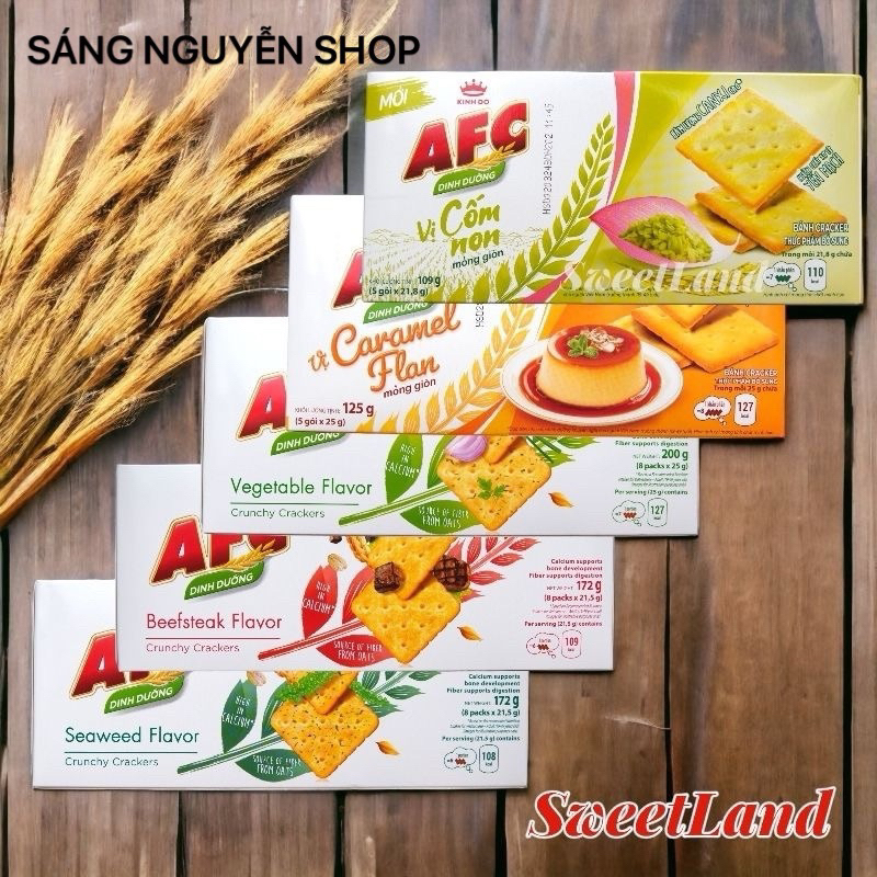 Bánh AFC Dinh Dưỡng Vị Rau/Lúa Mì/Cốm Non Hộp 109g-172g( Date Mới ...