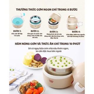 Hộp cơm cắm điện, hâm nóng giữ nhiệt Lotor dành cho 1 người ăn xinh xắn tiện dụng