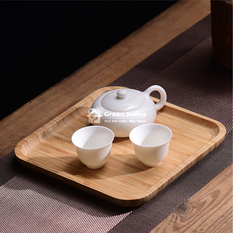 Khay Gỗ Tre Tự Nhiên, Đĩa Gỗ Tre Chụp Hình Decor, Đựng Đồ Ăn Uống Trong Gia Đình, Quán Cafe Nhà Hàng