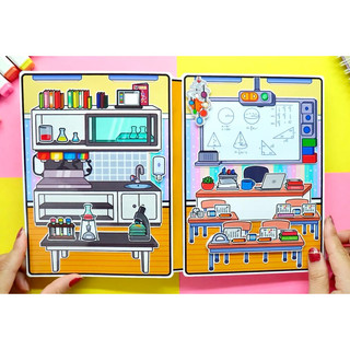 Trường học mẫu mới - nhiều phòng học vs phụ kiện - Búp bê giấy