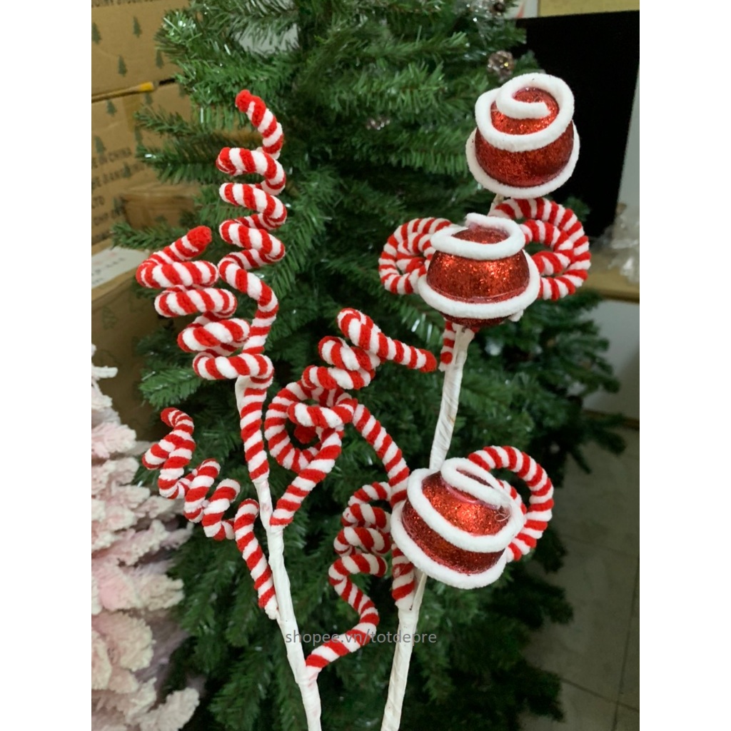 Nhiều mẫu  Chùm cành Kẹo gậy xoắn trang trí Giáng sinh treo lên cây thông Noel