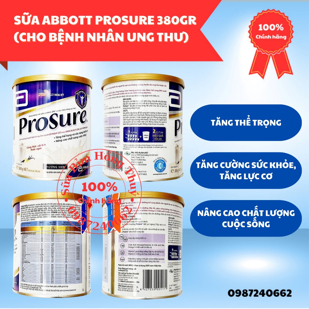 Sữa bột Abbott Prosure 380g hương vani dành cho người ung thư - Hàng ...
