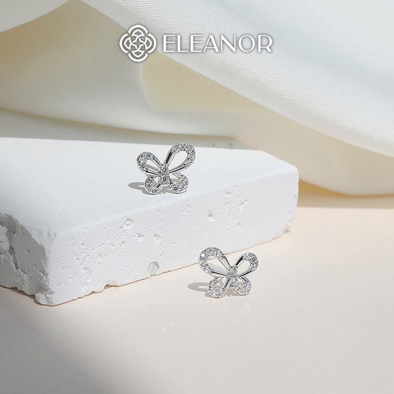 Bông tai nữ chuôi bạc 925 Eleanor Accessories hồ điệp đính đá phụ kiện trang sức khuyên tai 6746