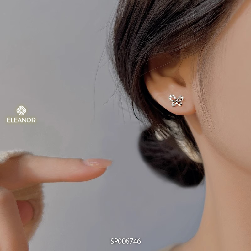 Bông tai nữ chuôi bạc 925 Eleanor Accessories hồ điệp đính đá phụ kiện trang sức khuyên tai 6746
