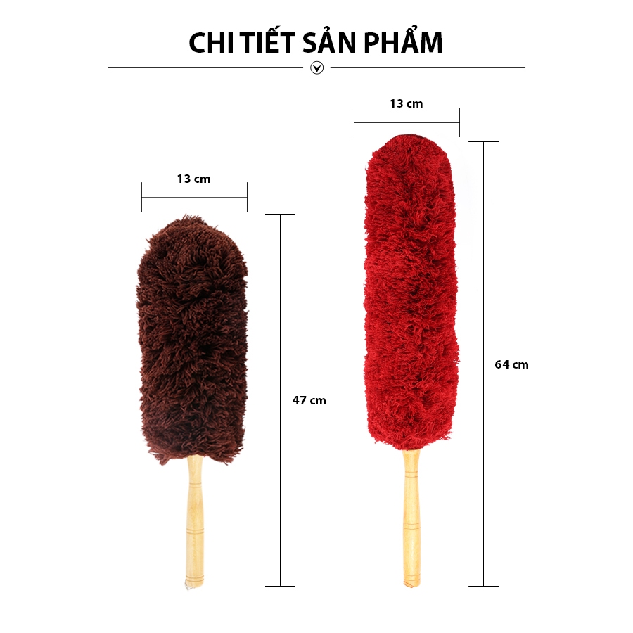 Chổi Quét Bụi Cán Gỗ Dài CIND