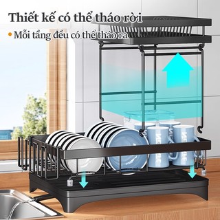 Gslife Kệ Úp Bát Đĩa Có Rãnh Thoát Nước 2 Tầng, Kệ Để Bát Đũa Thông Minh, Kệ Chén Đa Năng Cao Cấp
