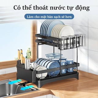 Gslife Kệ Úp Bát Đĩa Có Rãnh Thoát Nước 2 Tầng, Kệ Để Bát Đũa Thông Minh, Kệ Chén Đa Năng Cao Cấp