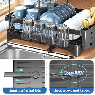 Gslife Kệ Úp Bát Đĩa Có Rãnh Thoát Nước 2 Tầng, Kệ Để Bát Đũa Thông Minh, Kệ Chén Đa Năng Cao Cấp