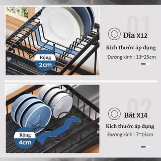 Gslife Kệ Úp Bát Đĩa Có Rãnh Thoát Nước 2 Tầng, Kệ Để Bát Đũa Thông Minh, Kệ Chén Đa Năng Cao Cấp