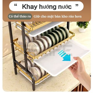 GSlife Kệ Chén Bát Đĩa 56cm Thông Minh 2/3 Tầng Đặt Mặt Có Khay Giá Để Bát Đũa Tiện Dụng Kích Thước Lớn