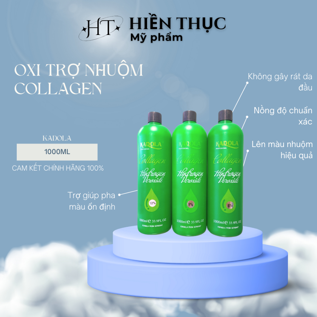Oxy trợ nhuộm tóc COLLAGEN siêu dưỡng không rát da đầu 1000ml Hàng chính hãng