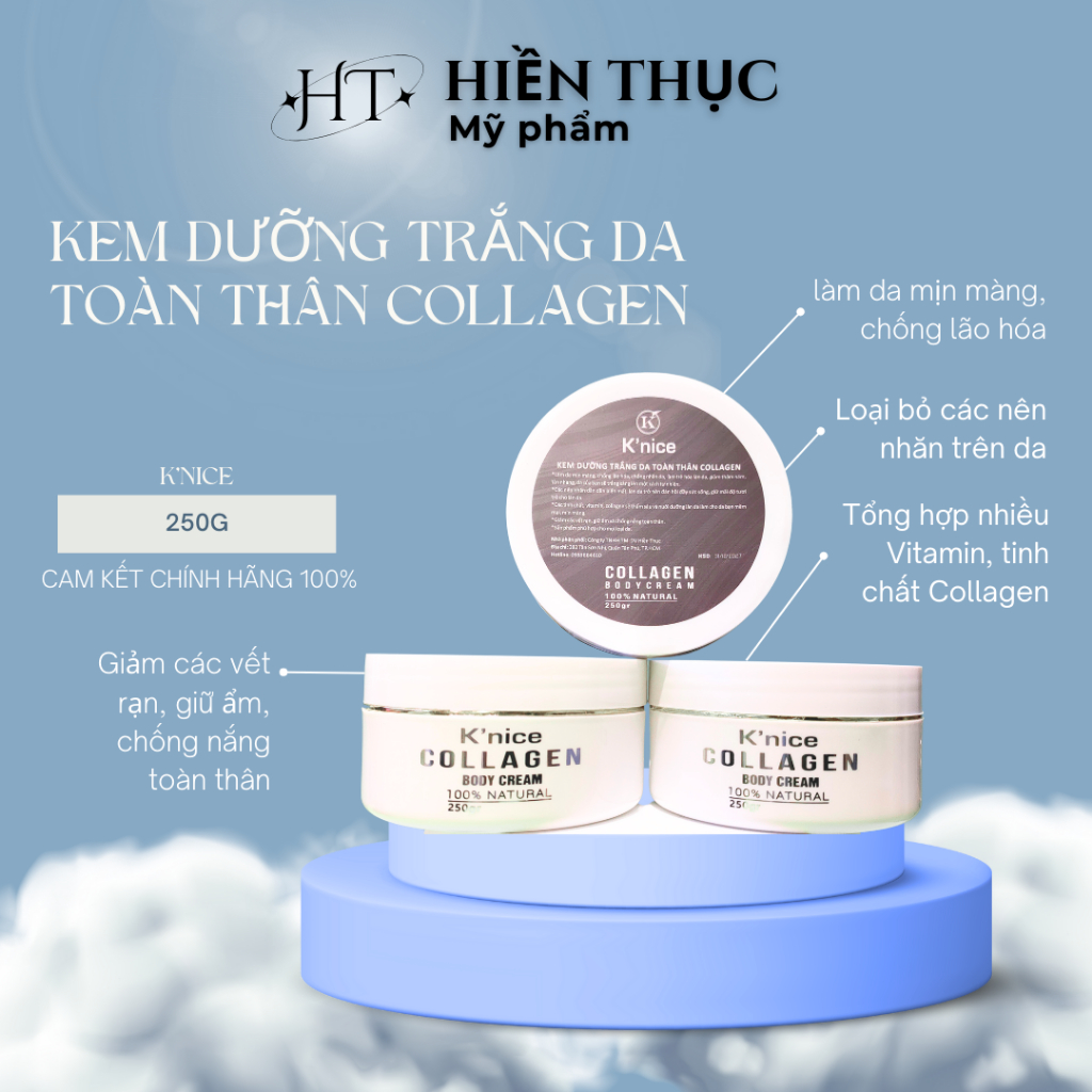 Kem dưỡng trắng da toàn thân COLLAGEN KNICE 250g Hàng chính hãng