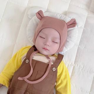 Mũ Tai Gấu Đáng Yêu Bemohome Chất Cotton 2 Lớp Mềm Mại Cho Bé Có Dây Buộc