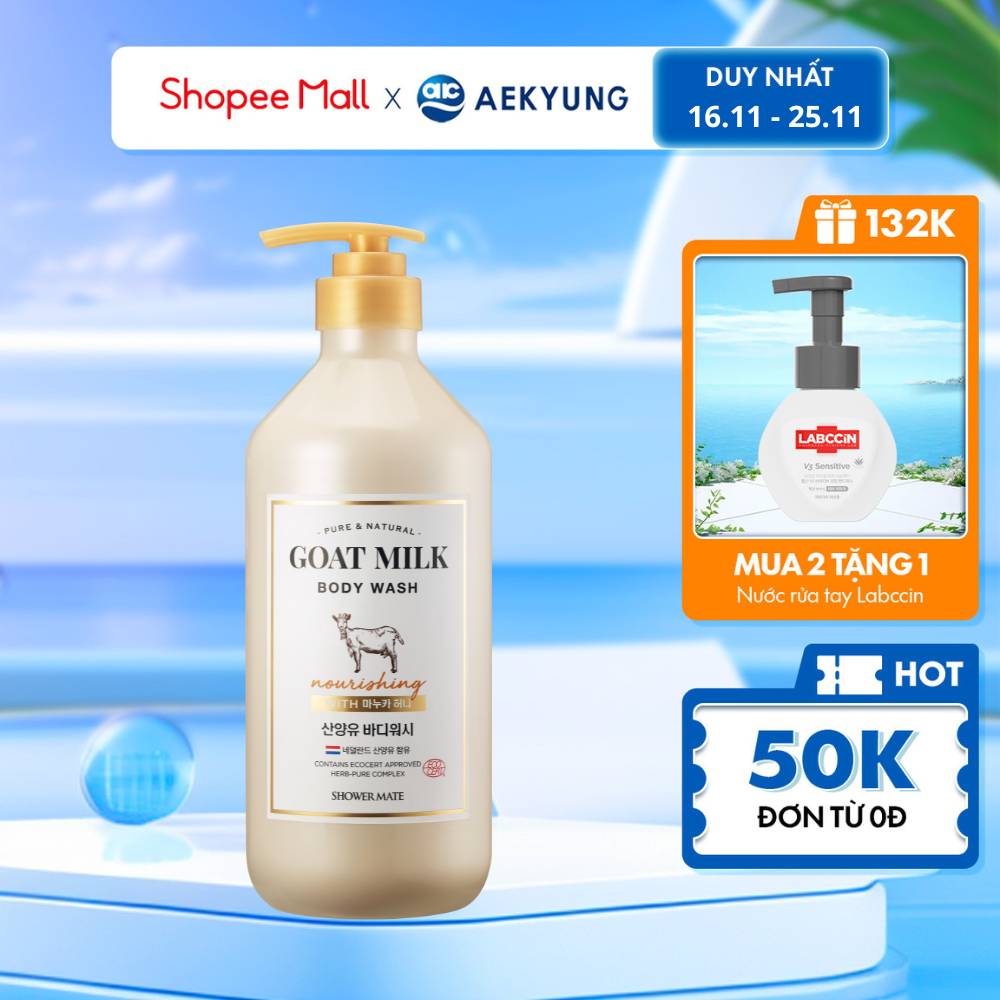 Sữa tắm dê Shower Mate Goat Milk hương mật ong 800ml dưỡng ẩm trắng da ...
