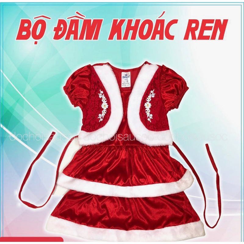 Váy nhung Noel cho bé gái từ 1-10 tuổi
