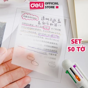 Set 50 Giấy Note Deli Trong Suốt Chống Nước Giấy Ghi Nhớ Ghi Chú Có Keo Dính Chắc Cho Học Sinh Văn Phòng