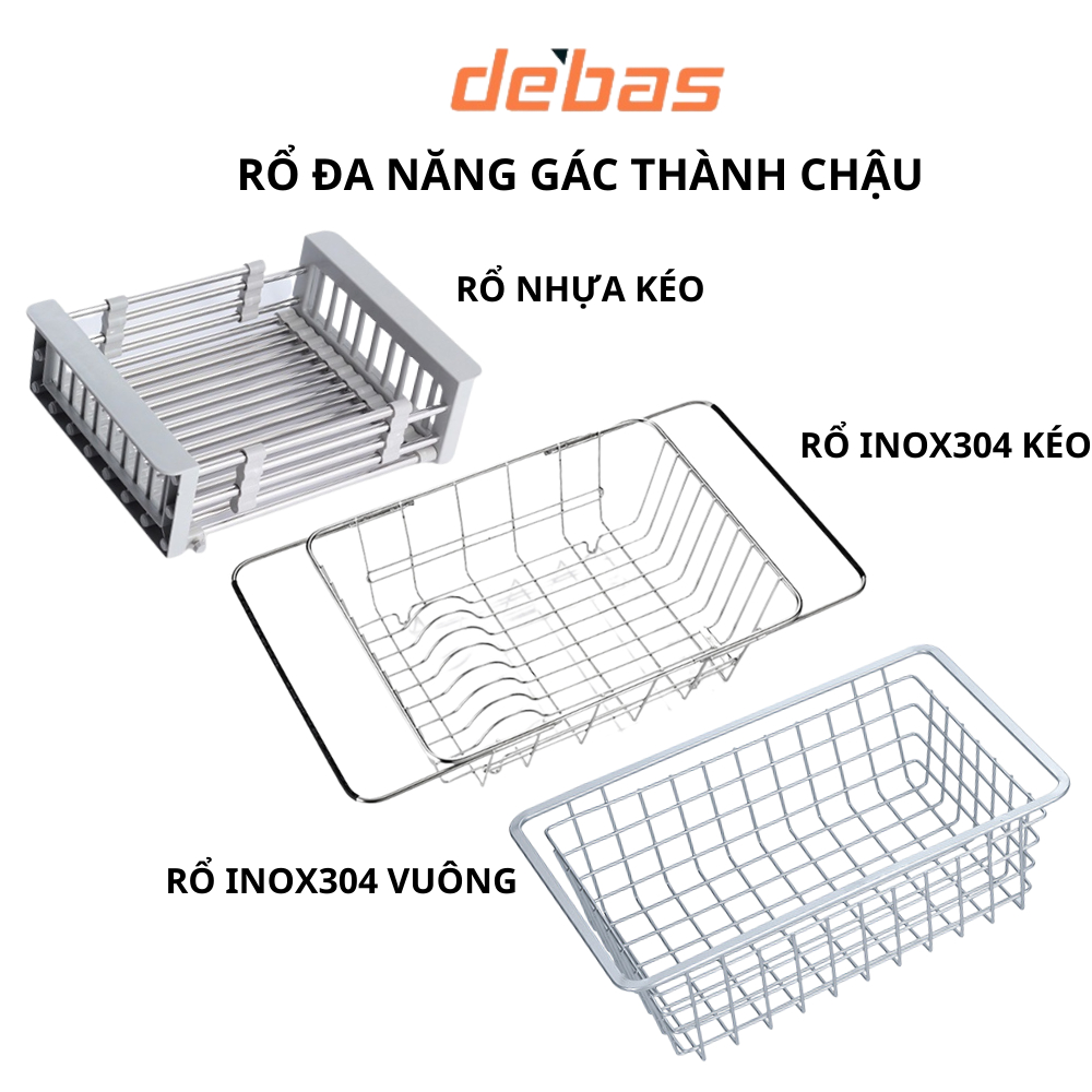 Rổ gác bồn inox 304 rửa chén bát khay đa năng để chậu rửa rổ kệ inox đa ...