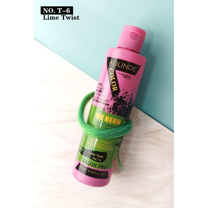 Kem nhuộm tóc Semi UV Neon Không Amoniac trên nền tóc tẩy Level 9 - Lime twist Màu Xanh lá 200ml