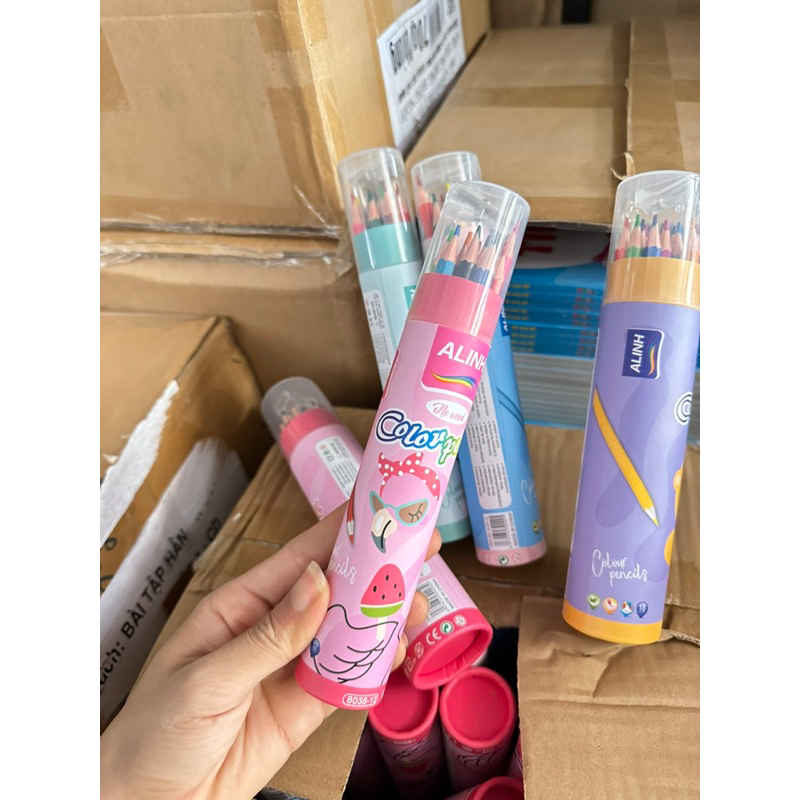 Ảnh Bút chì tô màu (ống 12 màu nắp kèm chuốt) viết chì màu 3