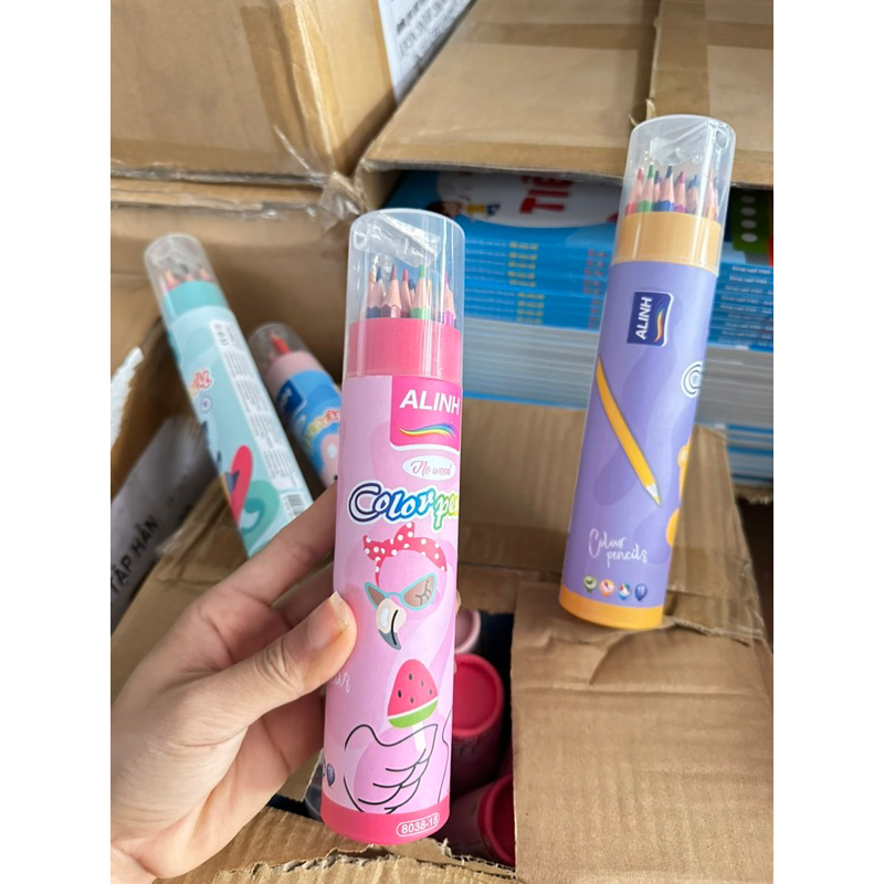Ảnh Bút chì tô màu (ống 12 màu nắp kèm chuốt) viết chì màu 4