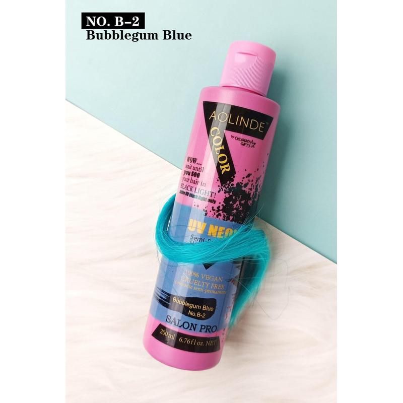 Kem nhuộm tóc Semi UV Neon Không Amoniac trên nền tóc tẩy Level 9 - Bubblegum Blue Xanh biển 200ml