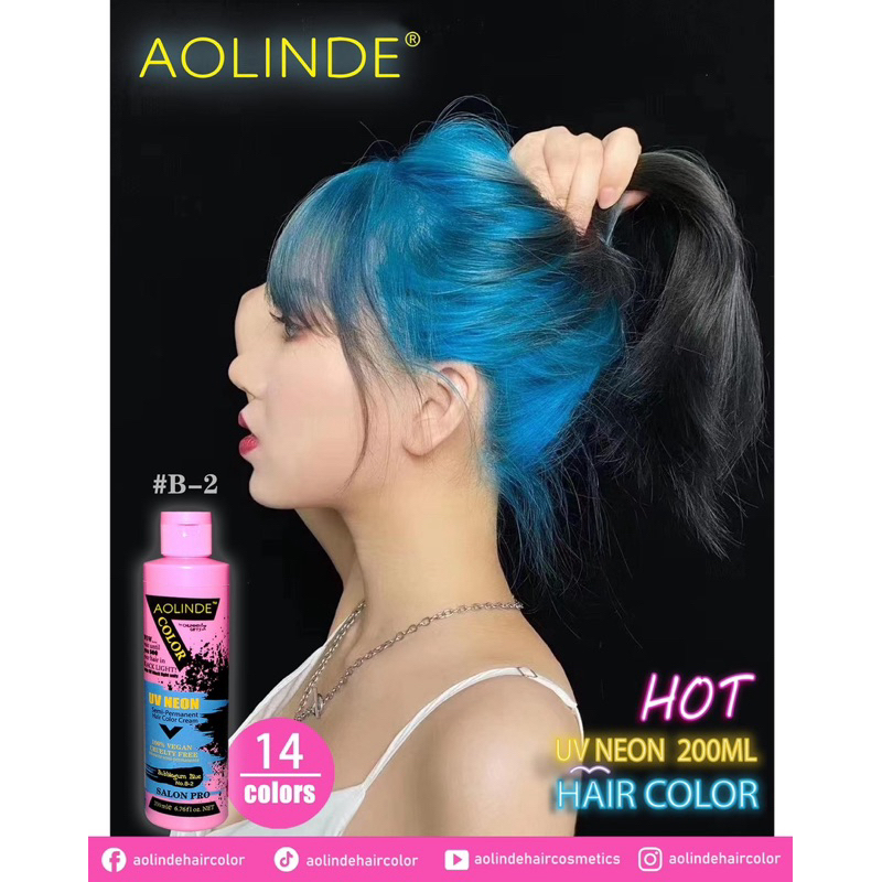 Kem nhuộm tóc Semi UV Neon Không Amoniac trên nền tóc tẩy Level 9 - Bubblegum Blue Xanh biển 200ml