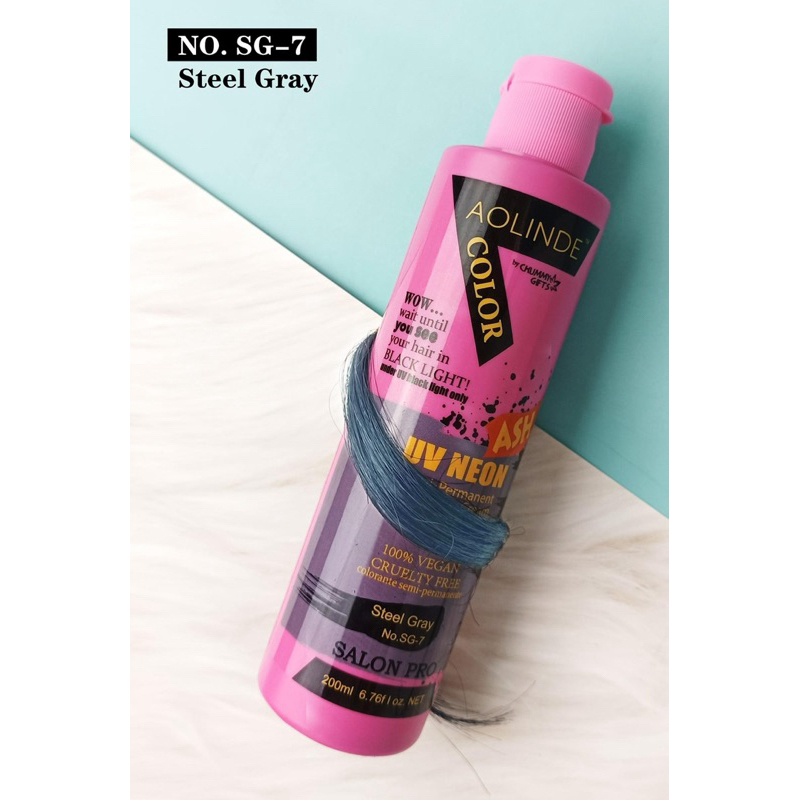 Kem nhuộm tóc Semi UV Neon trên nền tóc tẩy Level 9 (Pha hấp dầu 1:1 - 1:3) - Steel Gray Xám Chì 200ml