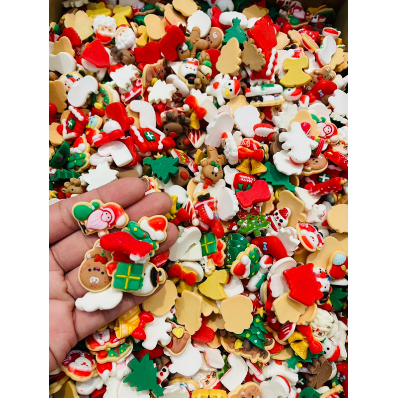 Charm cứng dày Noel trang trí cây thông kẽm nhung , mix trộn ngẫu nhiên ANGIHOME