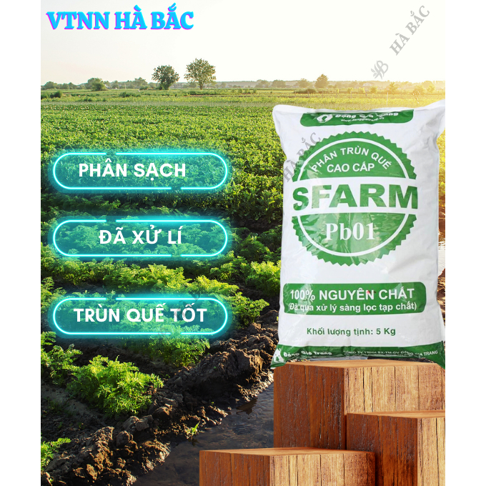 Phân Trùn Quế - Phân Bón Hữu Cơ SFARM PB01 Bọc 5KG Đặng Gia Trang, Đã Xử Lý Dinh Dưỡng Cho Cây Trồng