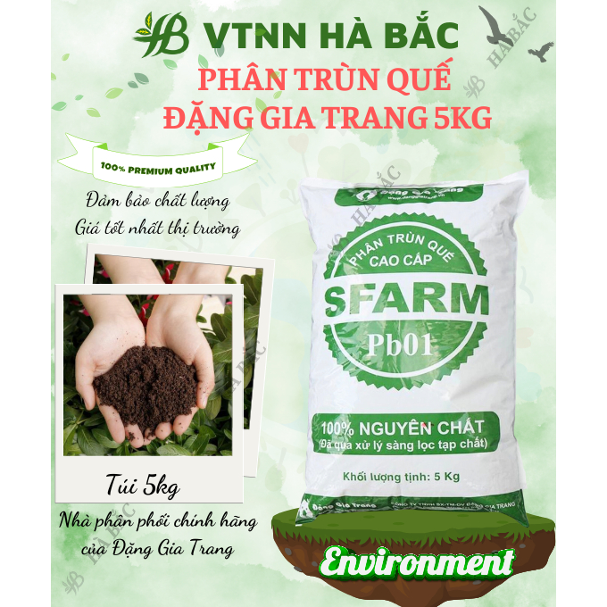 Phân Trùn Quế - Phân Bón Hữu Cơ SFARM PB01 Bọc 5KG Đặng Gia Trang, Đã Xử Lý Dinh Dưỡng Cho Cây Trồng