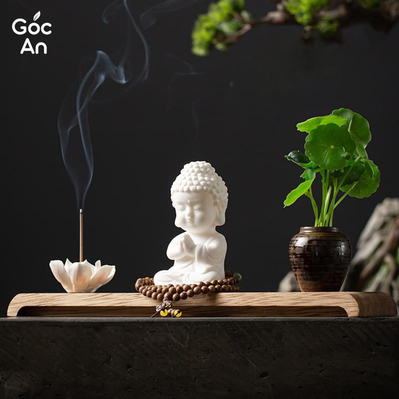 Bộ Tượng Phật Chibi Mini Bằng Gốm, Tượng Phật Chibi An Vui, Tượng Phật Phong Thuỷ , Bàn Làm Việc, Bàn Trà