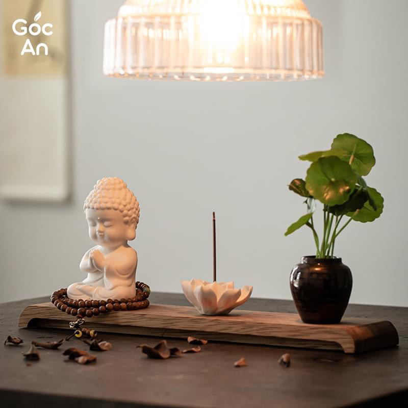 Bộ Tượng Phật Chibi Mini Bằng Gốm, Tượng Phật Chibi An Vui, Tượng Phật Phong Thuỷ , Bàn Làm Việc, Bàn Trà