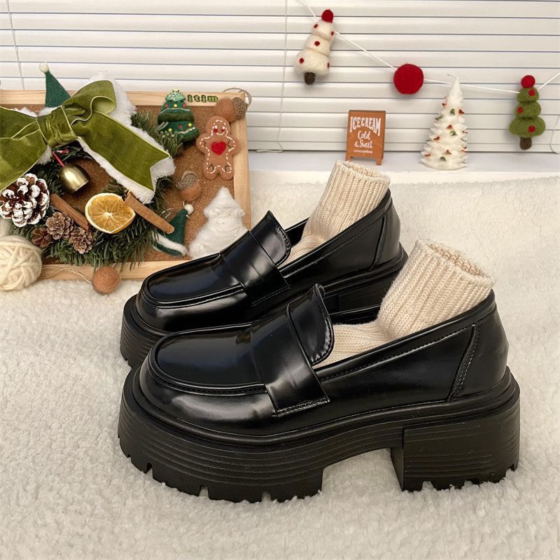 Giày búp bê Lolita nữ da bóng đế cao mũi tròn xinh xắn phong cách Hàn Quốc - NT Shoes G66