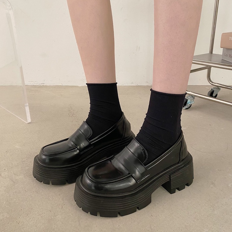 Giày búp bê Lolita nữ da bóng đế cao mũi tròn xinh xắn phong cách Hàn Quốc - NT Shoes G66