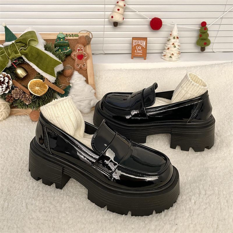 Giày búp bê Lolita nữ da bóng đế cao mũi tròn xinh xắn phong cách Hàn Quốc - NT Shoes G66