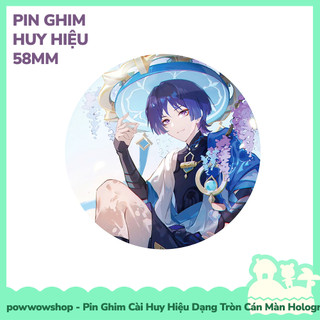 [Sẵn VN - Hỏa Tốc] Huy Hiệu Pin Ghim Dạng Tròn 58mm Cài Áo / Túi / Balo Hologram Phong Cách Game Genshin Impact Wanderer