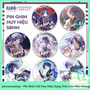 Huy Hiệu Pin Ghim Dạng Tròn 58mm Cài Áo / Túi / Balo Hologram Phong Cách Game Genshin Impact Wanderer