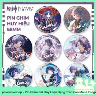 [Sẵn VN - Hỏa Tốc] Huy Hiệu Pin Ghim Dạng Tròn 58mm Cài Áo / Túi / Balo Hologram Phong Cách Game Genshin Impact Wanderer
