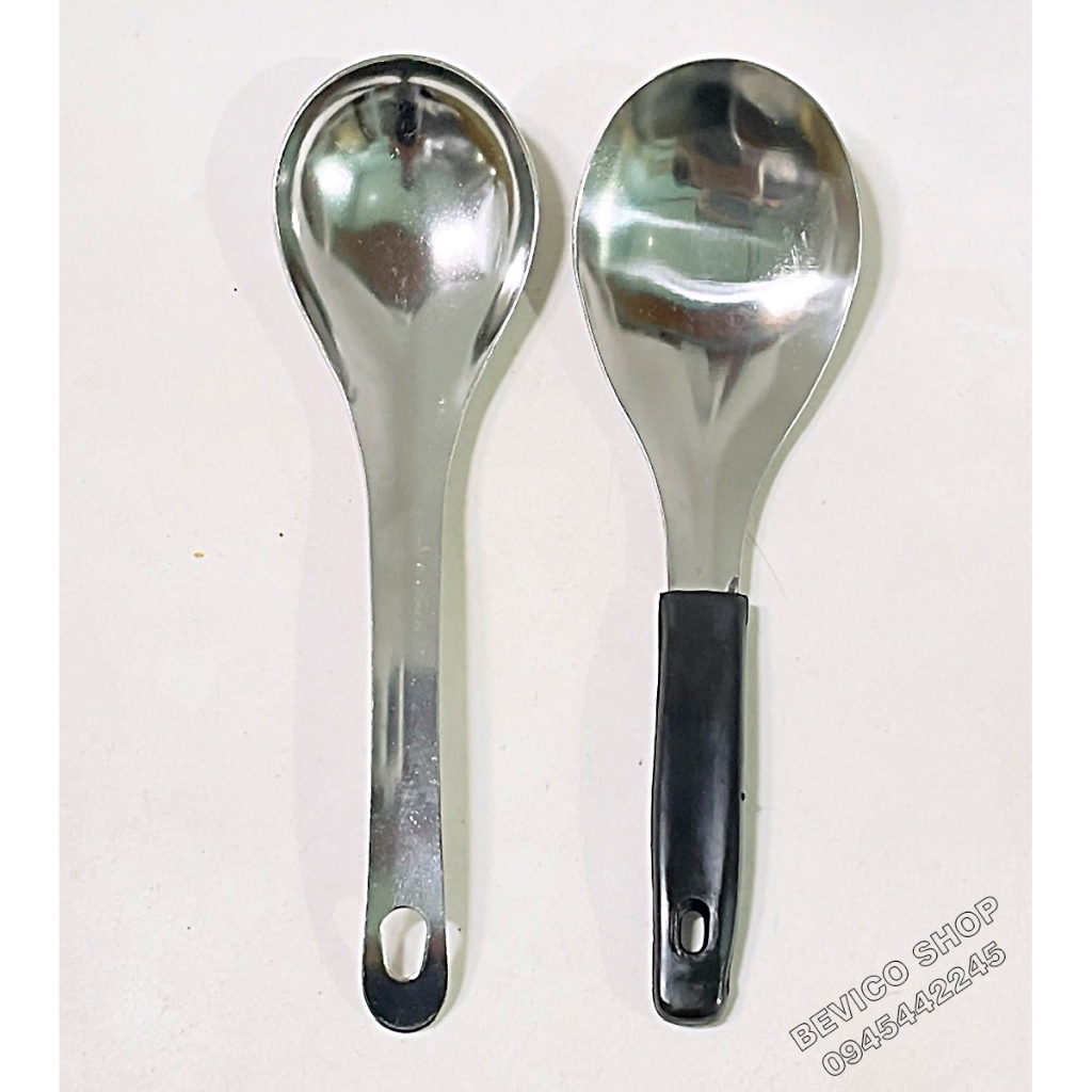 Vá inox cạn múc cơm, chia thức ăn | cán inox & cán ốp nựa | Shopee Việt Nam