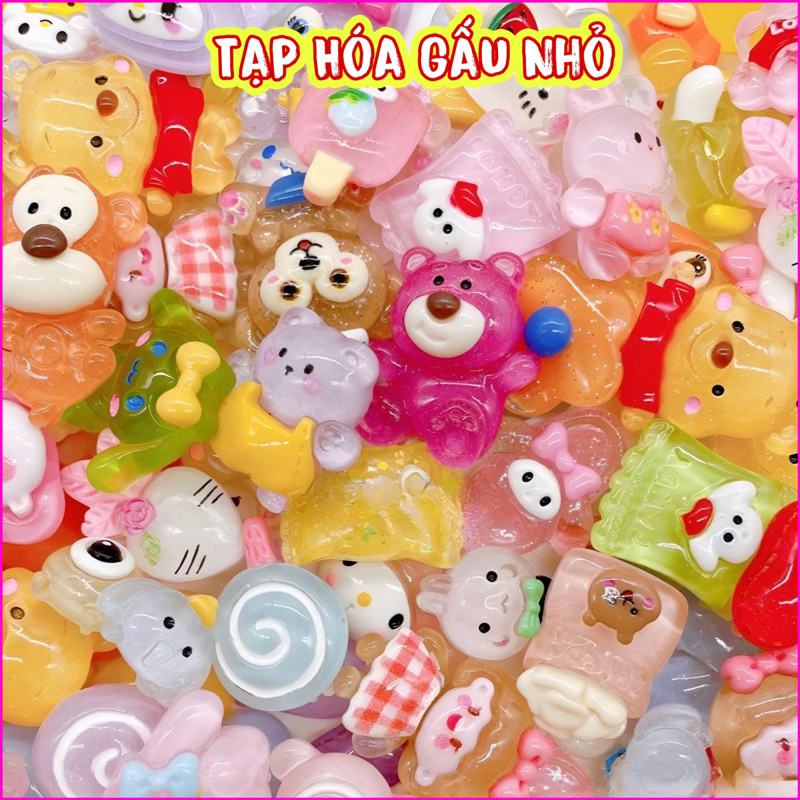 Túi 100 CHARM/STICKER TRONG SUỐT,NHÁM TRỘN,BÓNG,PASTEL trang trí điện ...