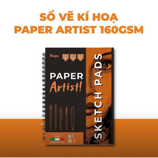 HAPPY - Giấy vẽ chì, vẽ ký hoạ, vẽ phác hoạ, giấy vẽ sketch 160gsm / 200gsm🐻🌸 bút chì, bút kim, sáp, phấn, than chì