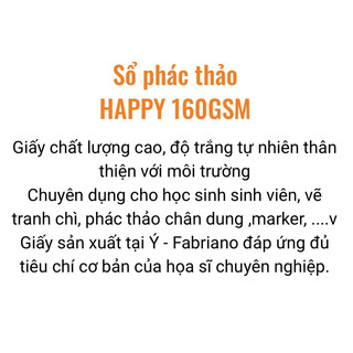 HAPPY - Giấy vẽ chì, vẽ ký hoạ, vẽ phác hoạ, giấy vẽ sketch 160gsm / 200gsm🐻🌸 bút chì, bút kim, sáp, phấn, than chì