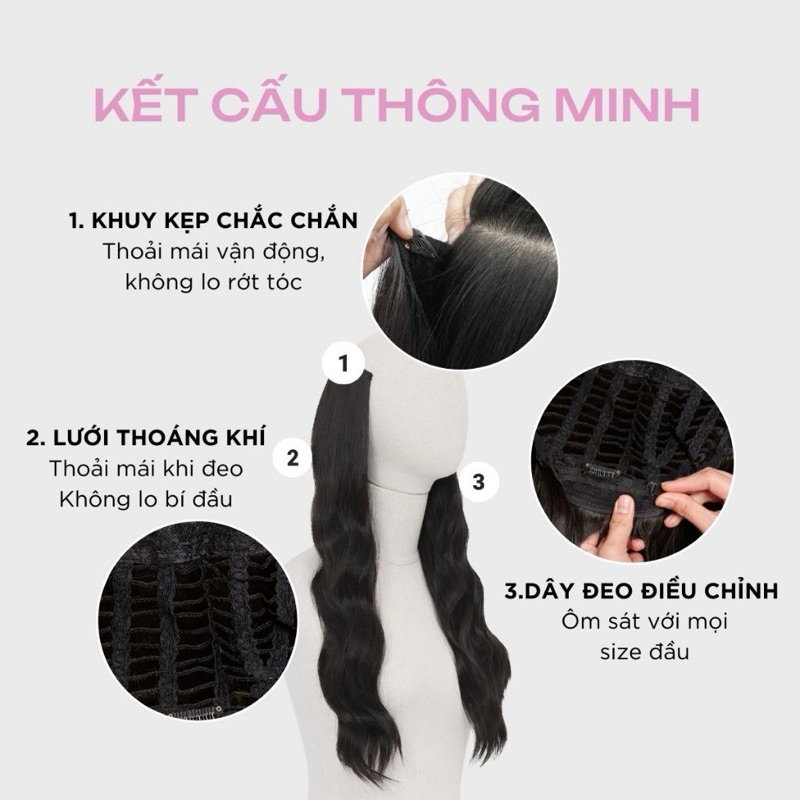 [CLIP THẬT] KẸP U NỬA ĐẦU TÓC GIẢ THẲNG TỈA NHẸ SIÊU TỰ NHIÊN LƯỚI HOA SIÊU CẤP